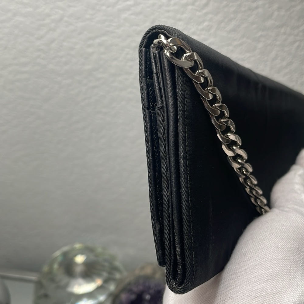 🖤🔥 EUC  PRADA MILANO TESSUTO NYLON BIFOLD WALLET, vintage with chain - Picture 6 of 13